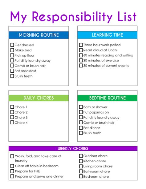 Visual Schedules Responsibility Chore Chart The Superkids Activity Guide