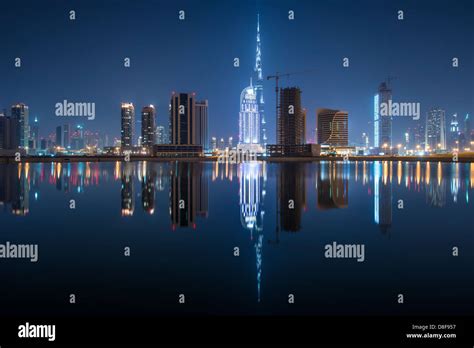 Skyline Of Dubai Business Bay Uae Stock Photo Alamy