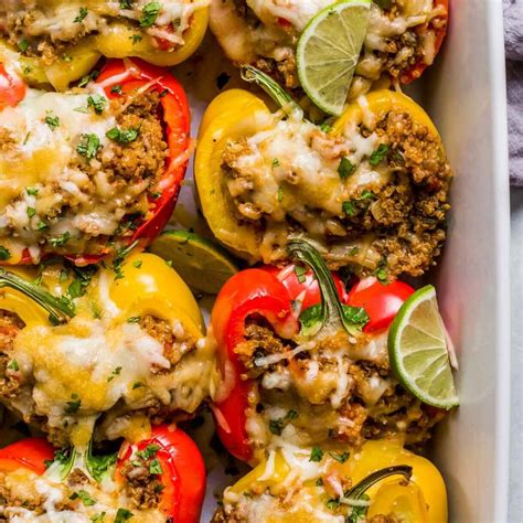 Stuffed Peppers With Quinoa Beef Easy Healthy
