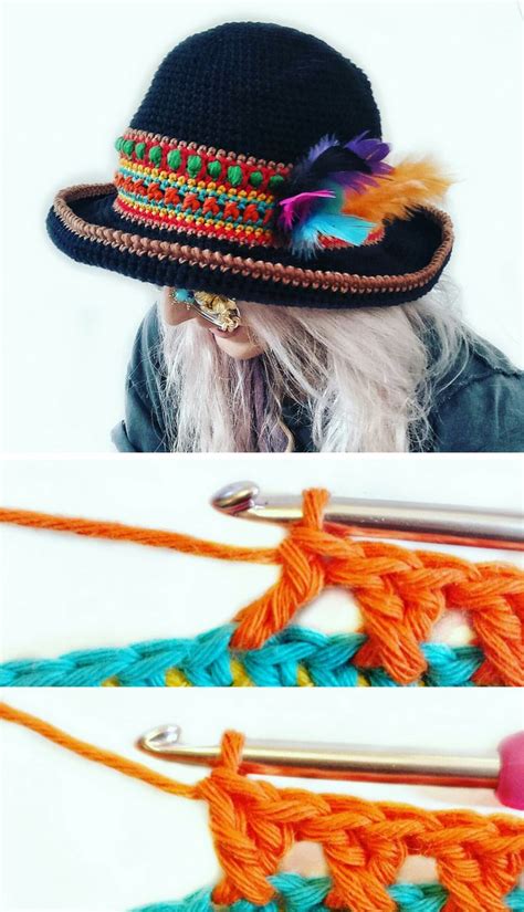 Free Colourful Festival Hat Tutorial Festival Hat Crochet Hats Hat