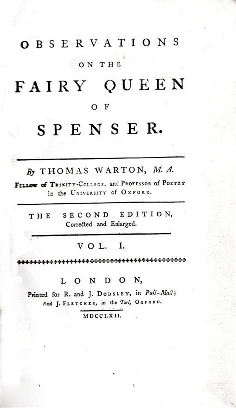 Observations On The Fairy Queen Of Spencer By Thomas
