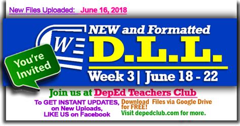 Updated Week St Quarter Daily Lesson Log June June