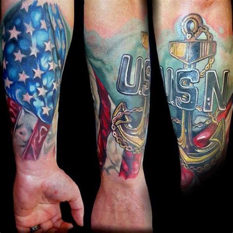 Usn Navy Anchor Tattoo Forearm Sleeve For Men Us Navy Tattoos Navy