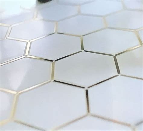 No Host White Hexagon Tiles Hexagon Tile Floor Gold Tiles Bathroom