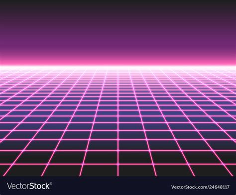 Retro Futuristic Neon Grid Background 80s Design Vector Image