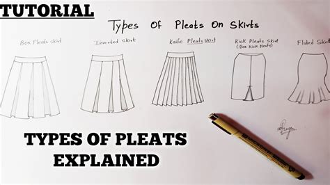 How To Draw Different Types Pleats On Skirt Draw Pleated Skirt Step By Step Fashion