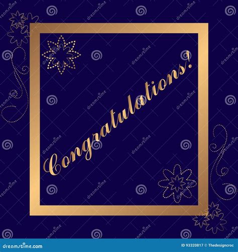 Golden Congratulations Frame On Dark Blue Background Stock Vector