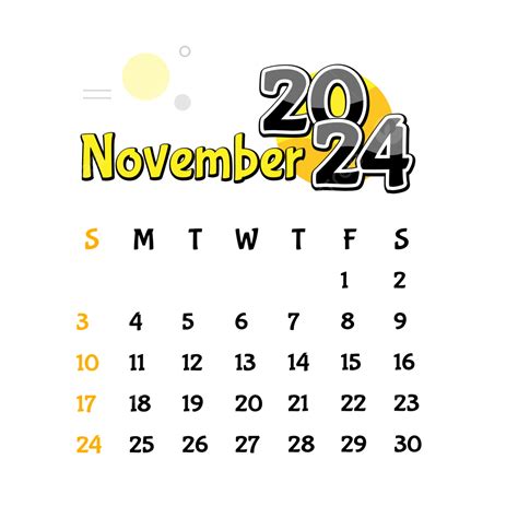 November 2024 Desain Vektor Transparan Kalender 2024 Kalender