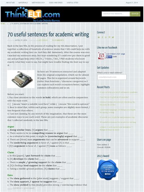 70 Useful Sentences For Academic Writing Pdf Plural Data