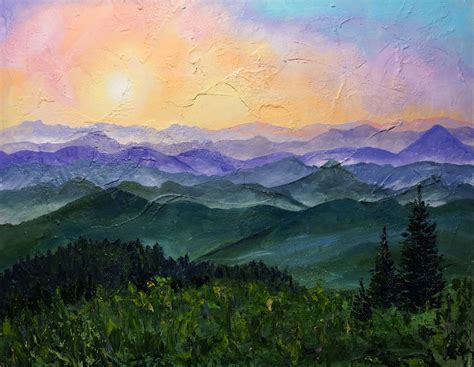 Blue Ridge Mountains Painting Original Oil Artwork 14x18 Etsy