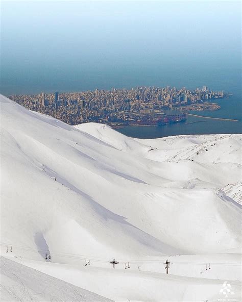 Beirut The Capital Of Lebanon As Seen By Skiiers In The Mountains Of