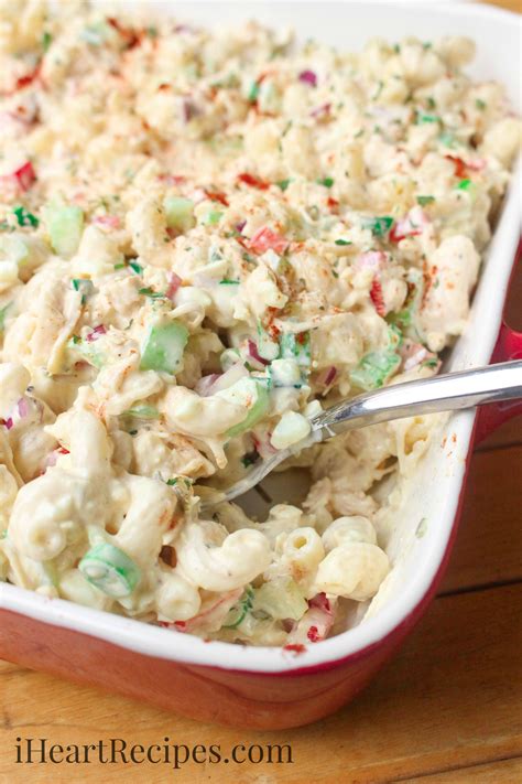 Add all ingredients to a bowl and stir to combine. Cold Chicken Macaroni Salad | I Heart Recipes