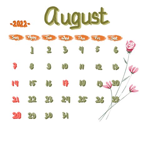 Calendar August Png Image Cute Hand Drawn Calendar Of August 2022