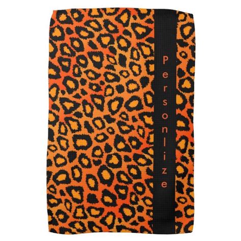 Bright Orange Leopard Animal Print Kitchen Towel Leopard
