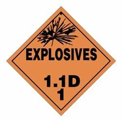 The markings and labels required on packaging and the placards required by the carrier. HazMat DOT Placard - Explosives 1.1D | HCL Labels