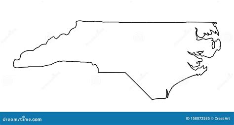 North Carolina Map Outline Vector Illustartion Stock Vector
