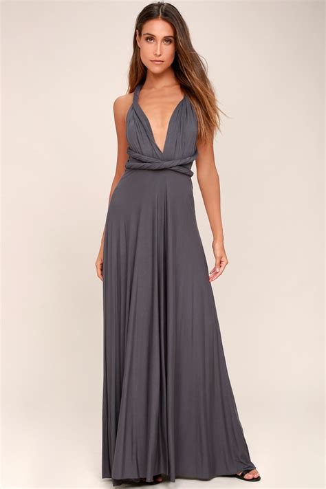 Awesome Dark Grey Dress Maxi Dress Wrap Dress 7800