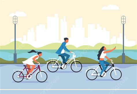 Fundo Pessoas Andando De Bicicleta Desenhos Animados Ativos Fundo