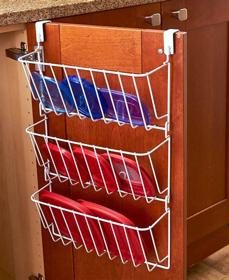 This set of 2 convenient cabinet racks will have all of your pot lids lined up in one spot to organize your pantry, cupboards, and kitchen. Kitchen Cabinet Cookware Pot & Pan Lid Tupperware Top ...