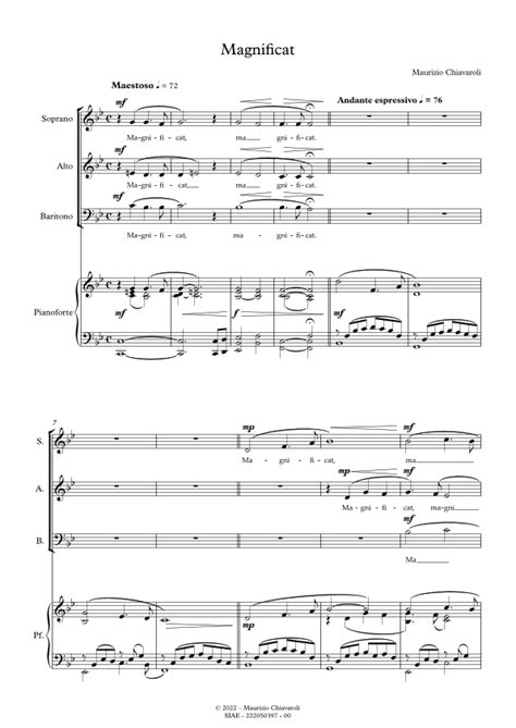 Magnificat Sheet Music Maurizio Chiavaroli Piano And Vocal