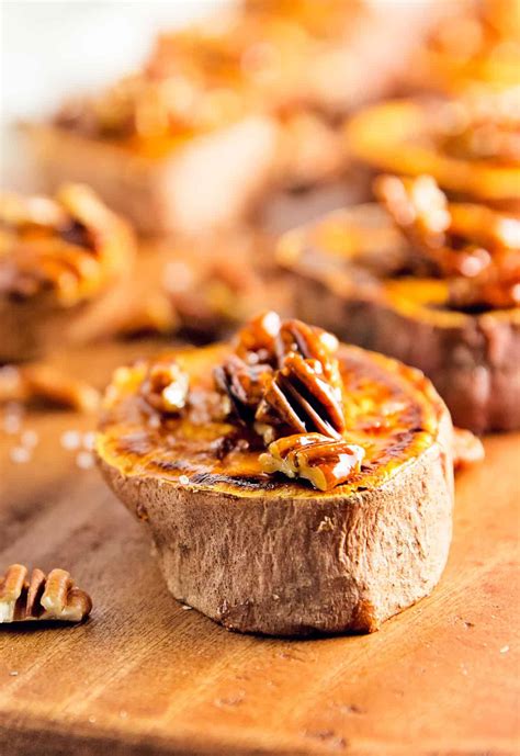 There is not much of a difference in boiling sweet potatoes with the skins on versus peeling them. Glazed Pecan Sweet Potato Rounds - Monkey and Me Kitchen ...