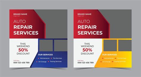 Auto Repair Services Social Media Post And Flyer 2241783 Vector Art At
