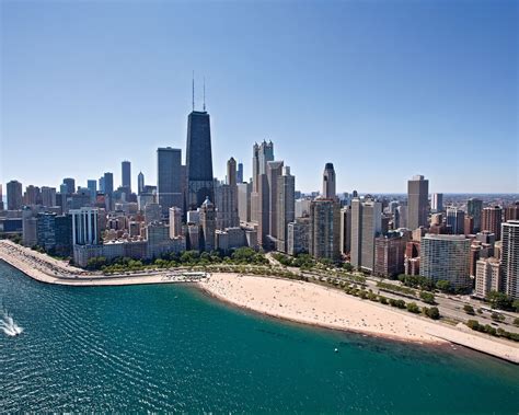 Chicago Wolkenkratzer Küste Strand Meer Stadt Usa 2880x1800 Hd