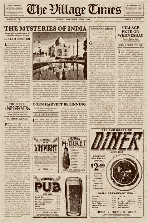 The Front Page Of An Old Newspaper With Images Of Different Types Of