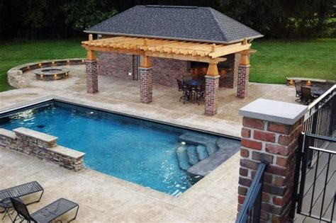 Rectangular Pool Design With Fire Pit Rectangular Pool