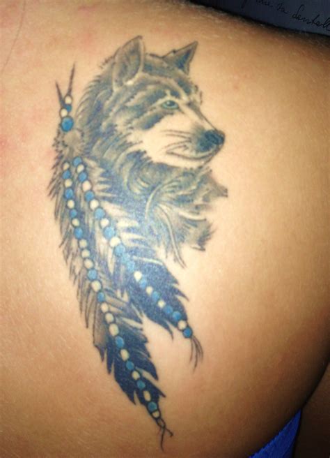 My Native Indian Wolf And Feather Tattoo Native Wolves Symbolise