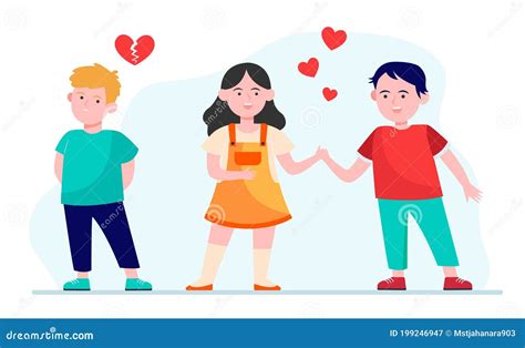 Boy Jealous Of Girl To Her Friend Stock Vector Illustration Of Date