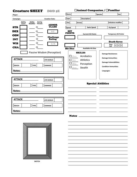 Form Fillable 5e Character Sheet - Sheet