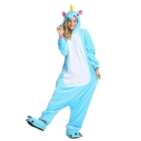 Blue Unicorn Onesie Pajamas Adult Kigurumi Animal Costumes Allonesie