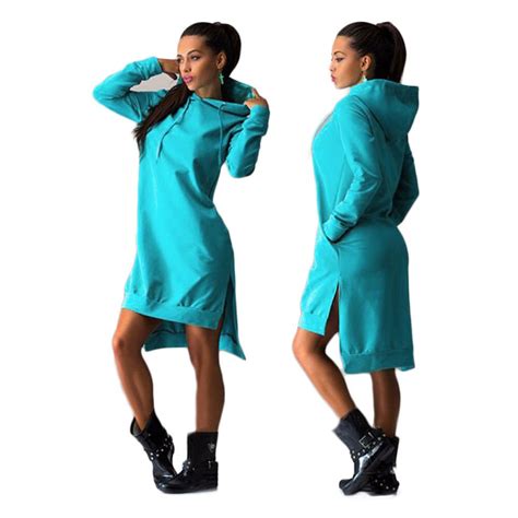 Buy 2016 Hot Winter Hoodie Dress Cotton O Neck Long
