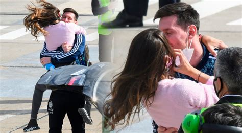 Lionel Messi Y Antonela Rocuzzo Se Abrazan Y Besan En Pista De