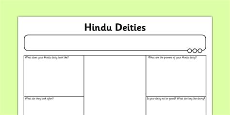 Hindu Dharma Worksheet Worksheet Hindu Deities Twinkl