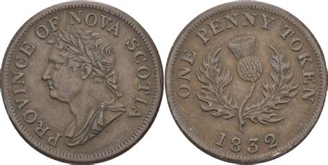 England Nova Scotia Penny Token 1832 William Iv 1830 1837 Kl