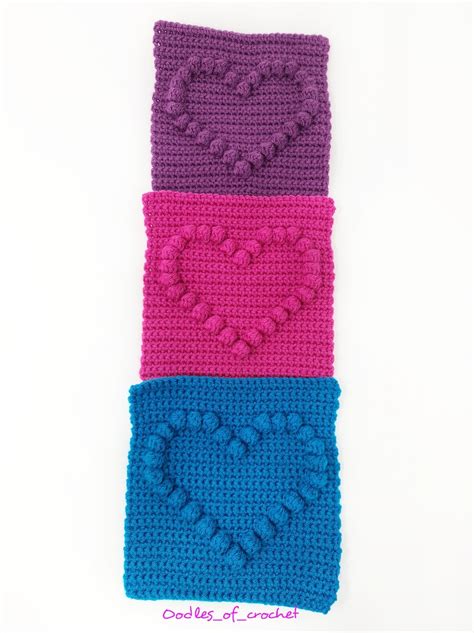 Crochet Pattern Bobble Heart Granny Square Crochet Squares Crochet
