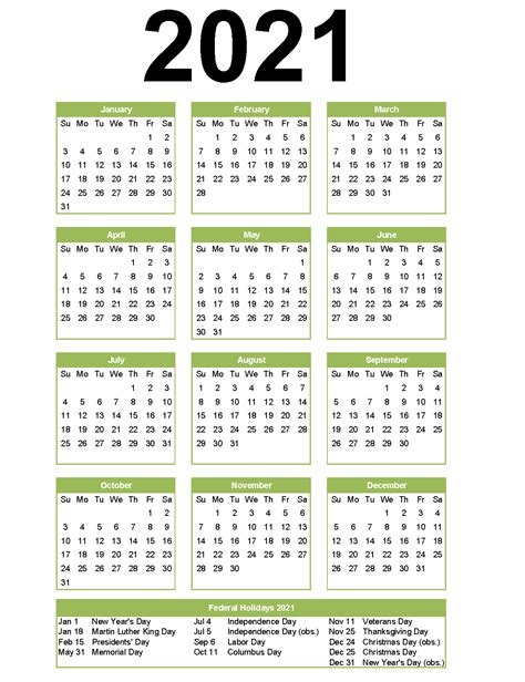 Optionally with marked federal holidays and major observances. 2021 Calendar With Holidays | Calendar 2021