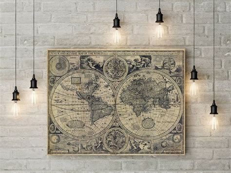 Old World Map World Map Wall Art Antique World Maplarge Map Etsy