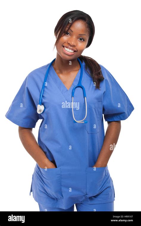 Black Nurse Isolated On White Stock Photo Alamy