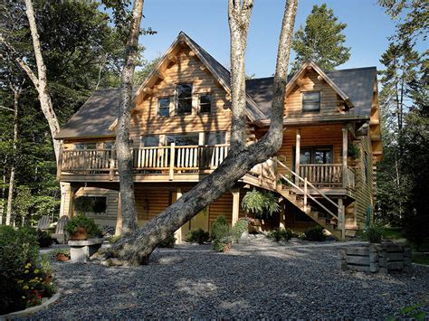 Roof is reassembled on site at delivery. Sebec Log Cabin Floor Plan by Katahdin Cedar Log Homes