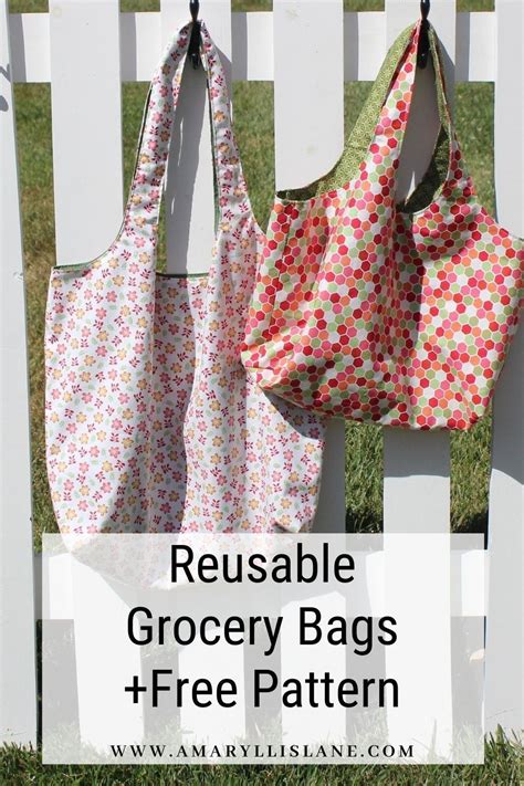 Reusable Grocery Bags Sewing Tutorial Free Pattern Shopping Bag Pattern Tote Bag Pattern