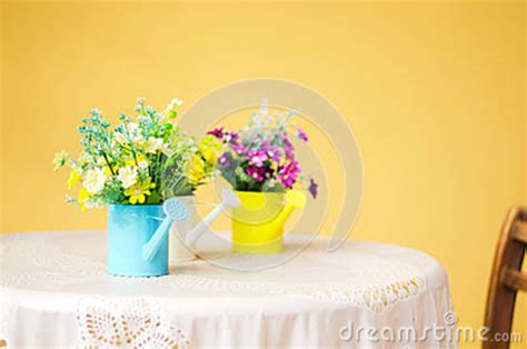 Plastic Flower In Blue Pot Stock Image Image Of Icon 43001765