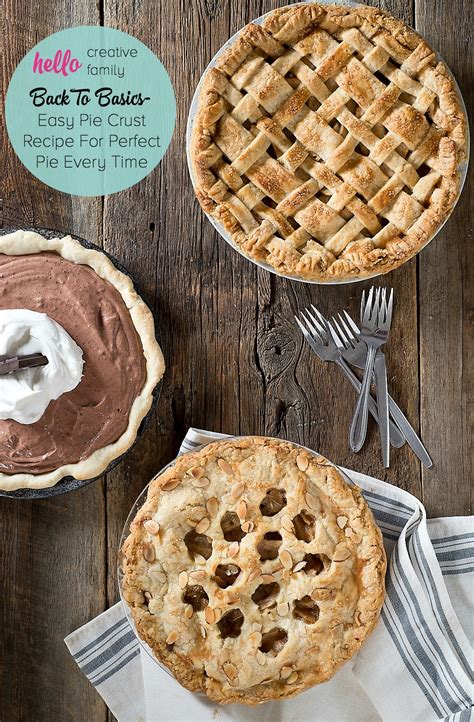 Pie crusts are made by working fat into flour — when the fat melts during baking, it leaves behind layers of crispy, flaky crust. Back To Basics- Easy Pie Crust Recipe For Perfect Pie Every Time - Hello Creative Family