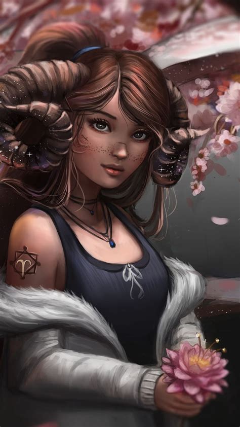 fantasy aries girl art aries art aries aries aesthetic aries zodiac hd phone wallpaper