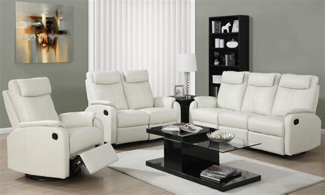 81iv 3 Ivory Bonded Leather Reclining Living Room Set From Monarch