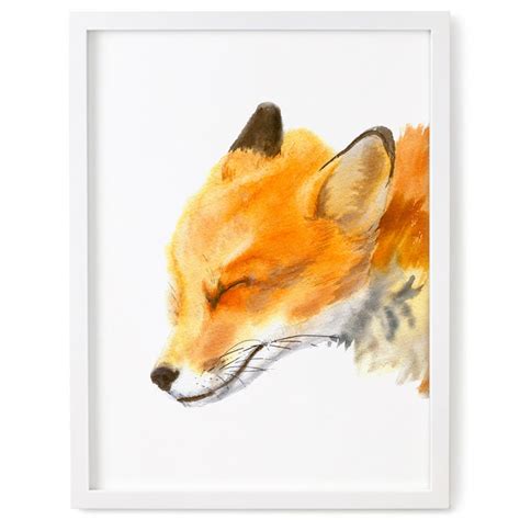 Fox Print Fox Watercolor Print Fox Wall Art Etsy