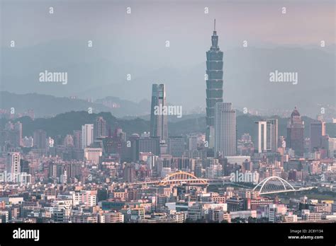 Skyline Of Taipei City In Downtown Taipei Taiwan Stock Photo Alamy