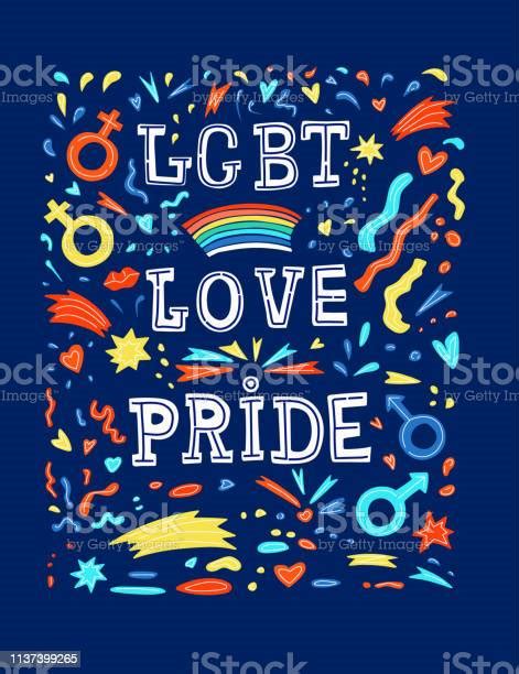 conceptual colorful poster lgbt slogan with text love lgbt pride in flat style vector